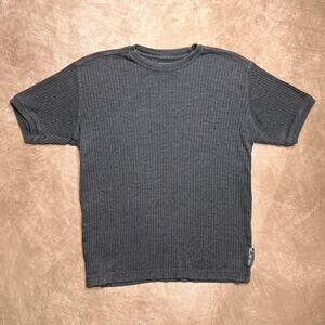 Vintage Y2K Gray Ribbed Shirt Short Sleeve Skater Streetwear Indie Sleaze Urban